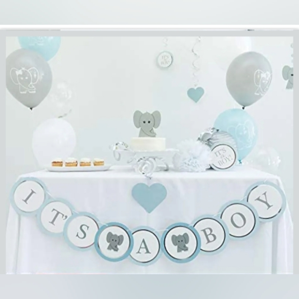 NWT Elephant Baby Shower Decorations Set